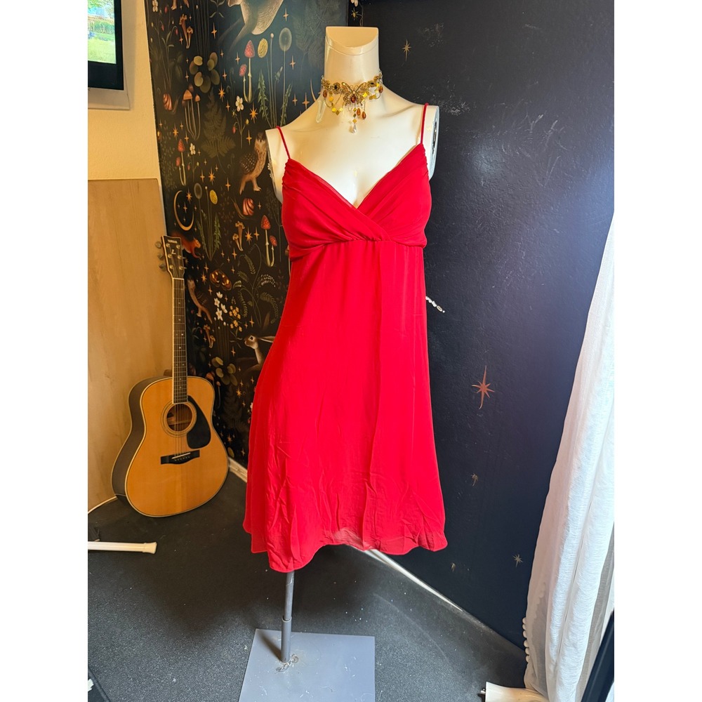 Onyx Nite Red Empire Waist Cocktail Dress Spaghetti Strap Size 8